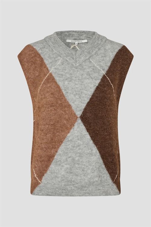 SECOND FEMALE VEST, FORCA KNIT VEST, LIGHT GREY MELANGE